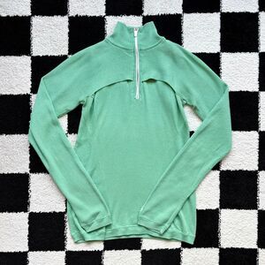 Armani Exchange Green Ribbed Quarter Zip Turtleneck Sweater M